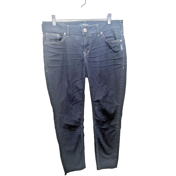 Silver Jeans Women's Dark Aiko Mid Rise Super Skinny Knit Super Stretch 31"x27" - Picture 1 of 5